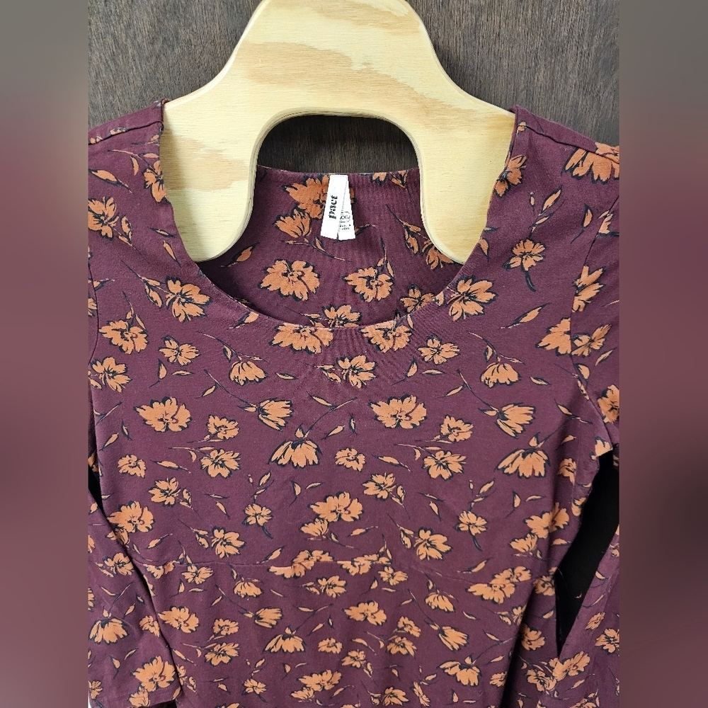 Pact Floral Dress Organic Cotton Stretch Burgundy Orange XXL Comfort Breathable - Picture 3 of 9